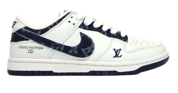 Louis Vuitton x Nike SB Dunk Low Monogram Navy White Sneakers - 1