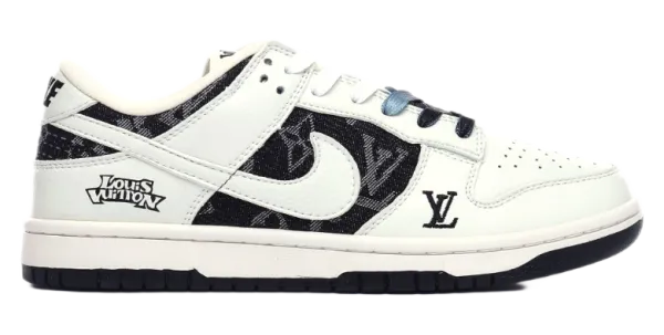 Louis Vuitton x Nike Dunk Low Monogram White Sneakers - 1