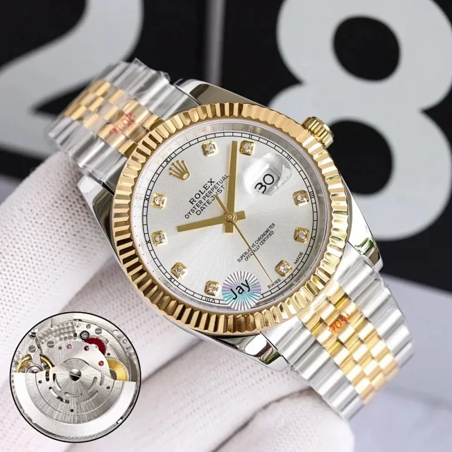 Rolex Watches Datejust two-tone bracelet watch with date magnifier product detail image 8