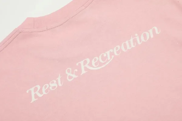 Rest & Recreation Logo Embroidered Pink T-Shirt - 6
