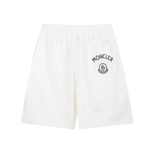 Moncler Genius Shorts White with Red Stripe and Logo - 38