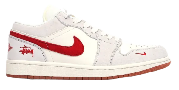 Nike x Stüssy Air Jordan 1 Low Off-White Style White Red Sneakers - 1