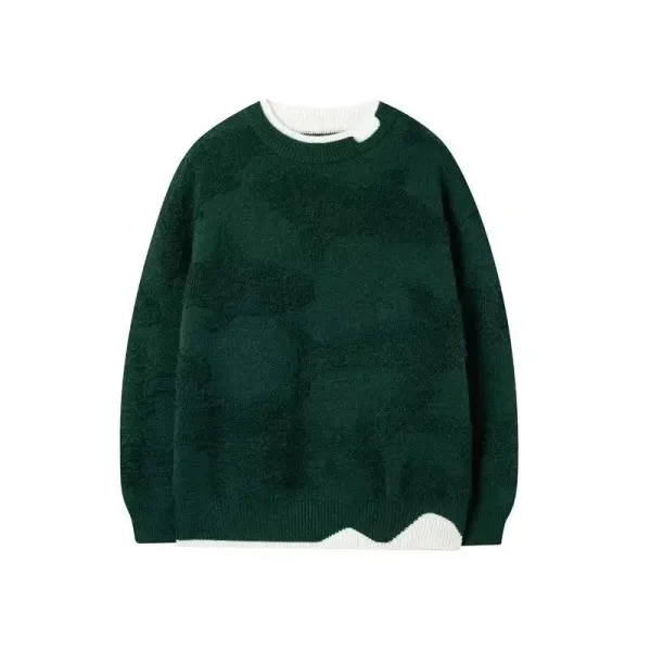 Design Layered Contrast Hem Sweater Forest Green - 10