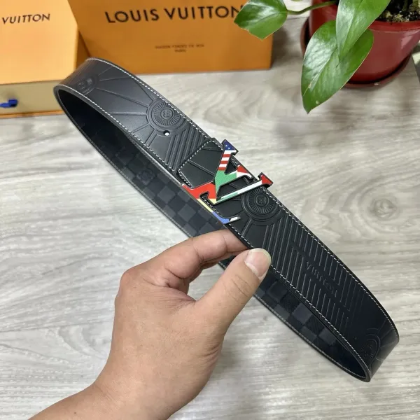 Louis Vuitton Monogram Denim Blue Belt with Gold Buckle - 13