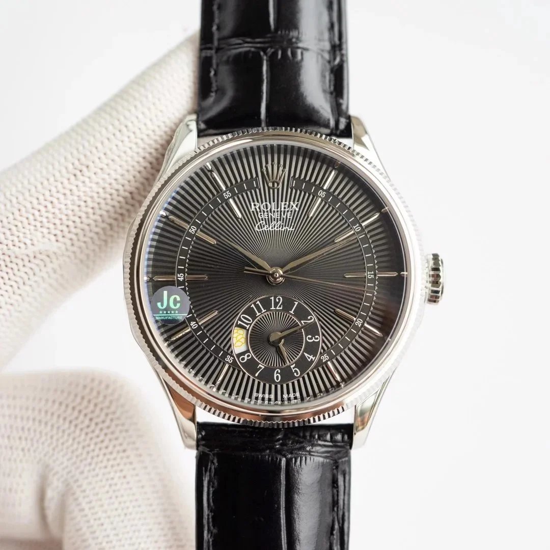 Rolex Watches Cellini small seconds leather-strap watch image 6