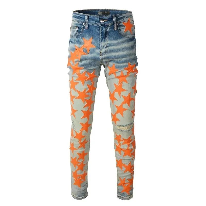 Gallery Dept. Star-Embroidered Distressed Slim Fit Jeans - 25