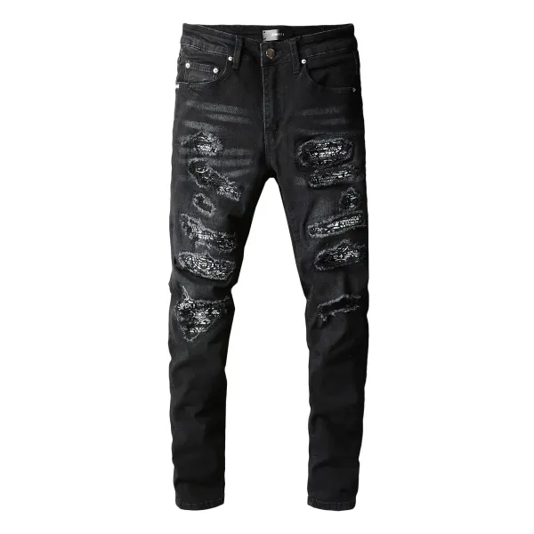 GRA Biker Patchwork Denim Jeans - 23