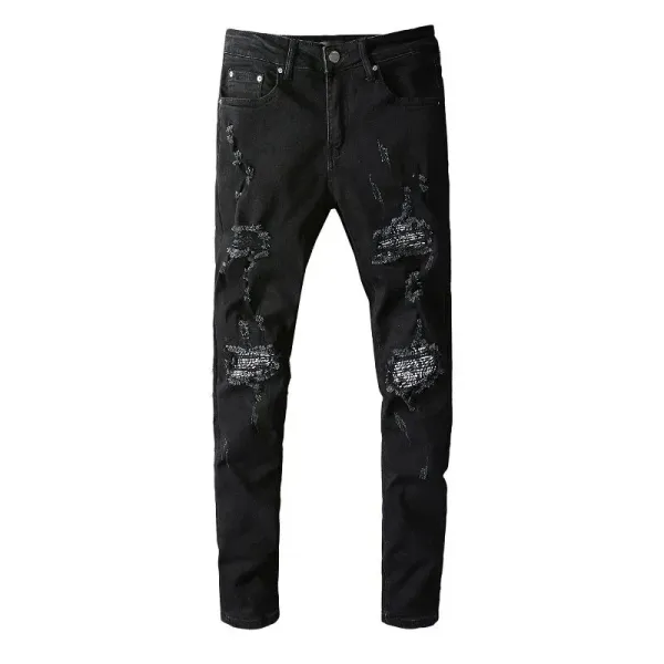 GRA Biker Patchwork Denim Jeans - 22