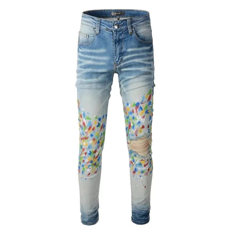 Gallery Dept. Star-Embroidered Distressed Slim Fit Jeans - 24
