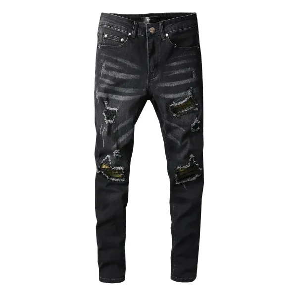GRA Biker Patchwork Denim Jeans - 21