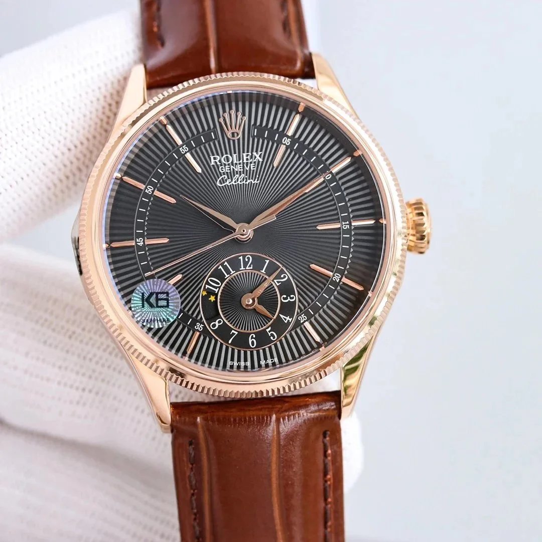 Rolex Watches Cellini small seconds leather-strap watch image 4