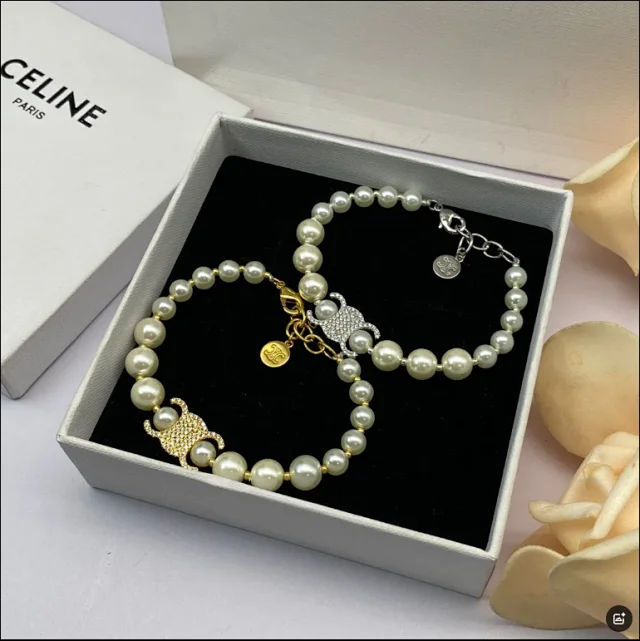 Celine Jewelry Pearl Bracelet with Triomphe Motif product detail image 2