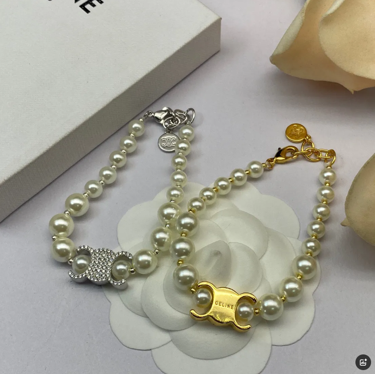 Celine Jewelry Pearl Bracelet with Triomphe Motif image 3