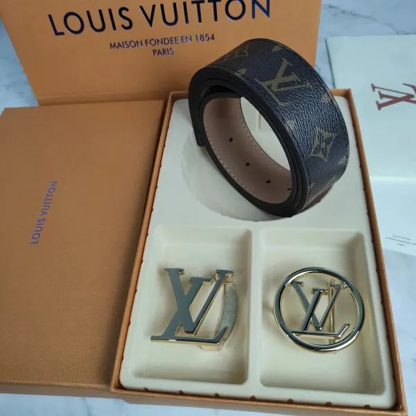 Louis Vuitton Damier Graphite Reversible Belt with Circle and Flat LV Buckles - 10