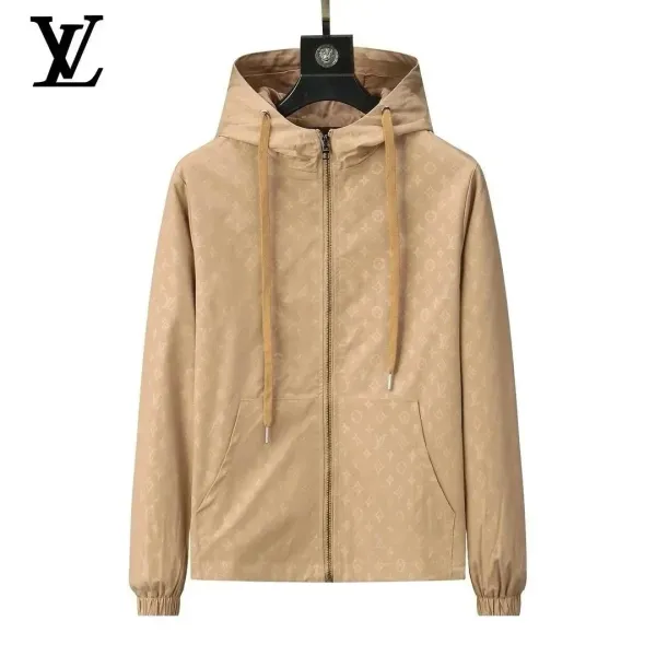 Gucci GG Monogram Hooded Windbreaker Beige with Neon Green Stripe - 4