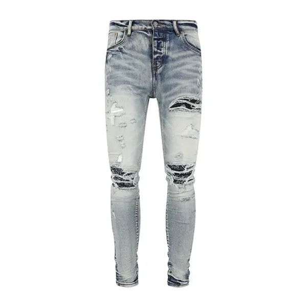 Gallery Dept. Bandana Patchwork Ripped Skinny Jeans - 41