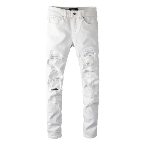 GRA Biker Patchwork Denim Jeans - 28