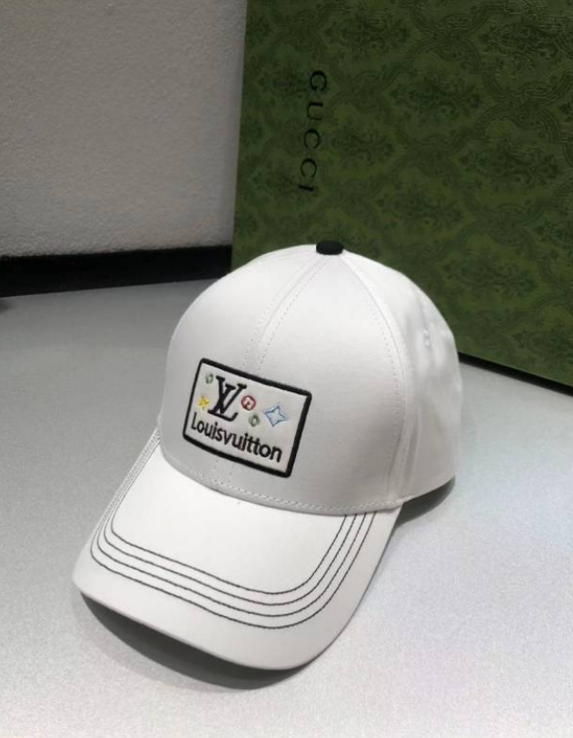 Louis Vuitton Patch Logo Baseball Cap Black White Beige - 10