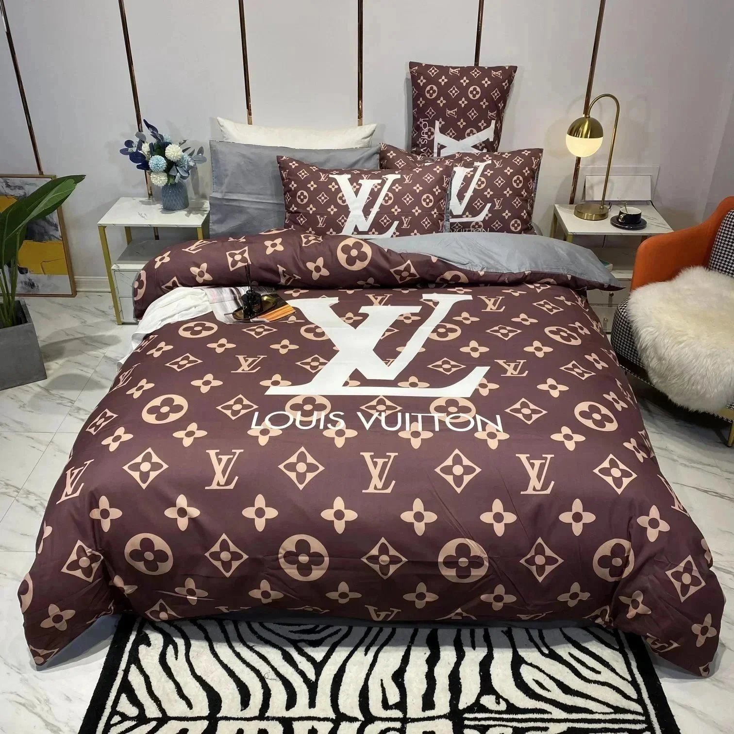 Louis Vuitton Uncategorized Four-Piece Logo-Print Bed Sheet Set — 20 1.8mm