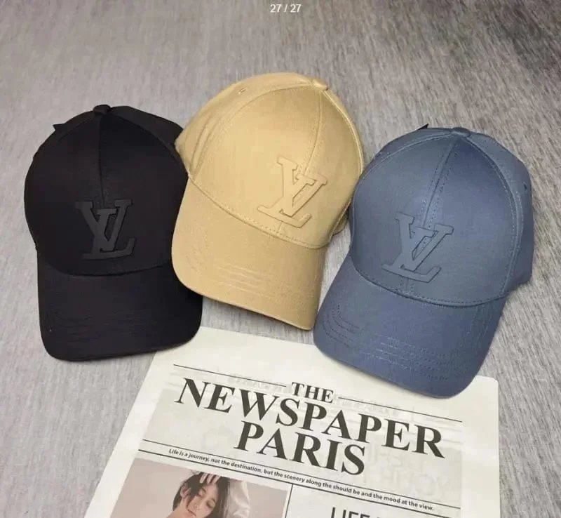 Louis Vuitton Patch Logo Baseball Cap Black White Beige - 6