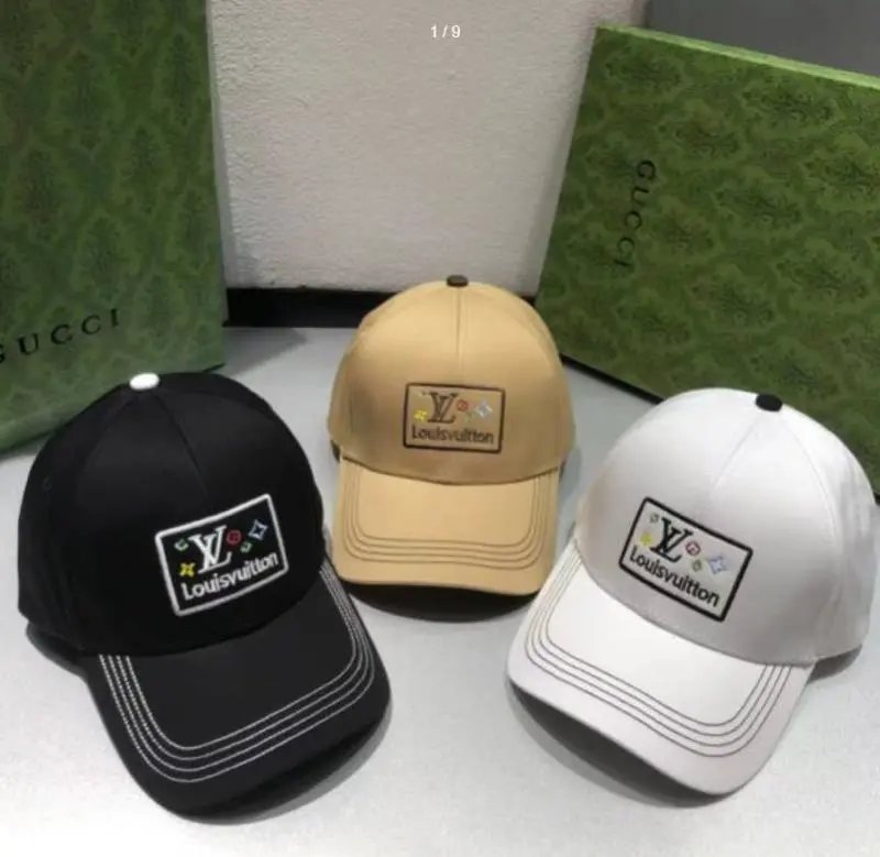 Louis Vuitton Patch Logo Baseball Cap Black White Beige - 12