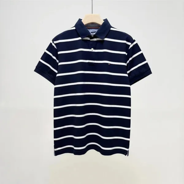 Tommy Hilfiger Embossed Logo Navy Polo - 4