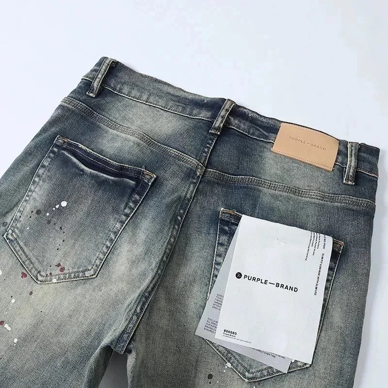 SPURLE Distressed Paint-Splatter Skinny Jeans - 4