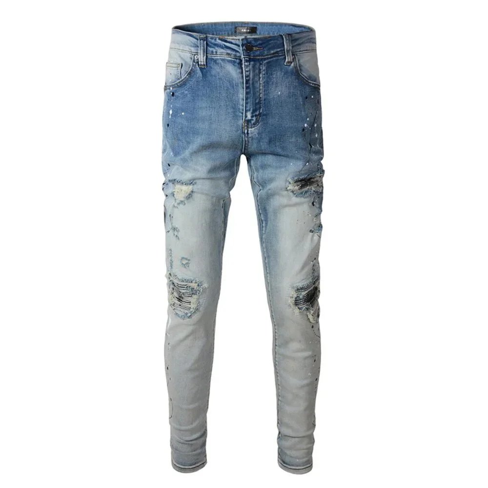 Gallery Dept. Star-Embroidered Distressed Slim Fit Jeans - 26