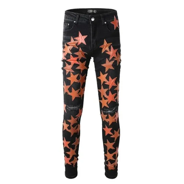GRA Biker Patchwork Denim Jeans - 16