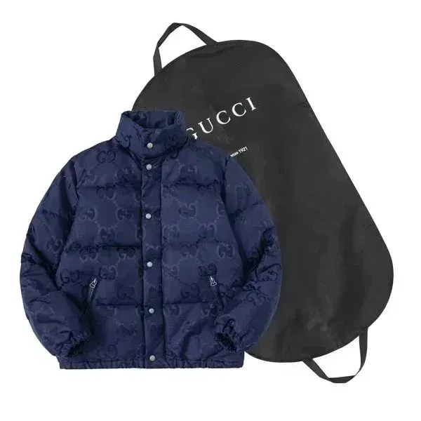 Gucci GG Monogram Navy Blue Hooded Down Vest - 6