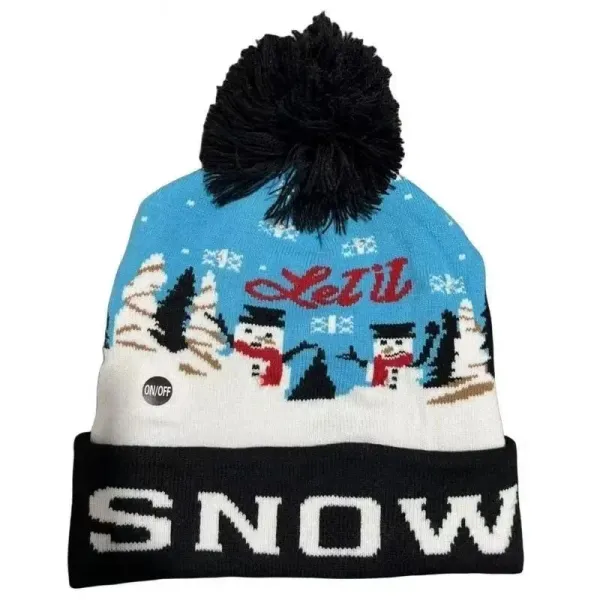 Design Festive Light String Beanie Red with Pom-Pom - 7
