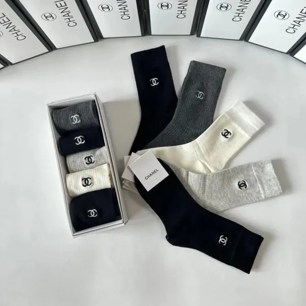 Loewe Anagram Logo Socks Black and Cream - 2