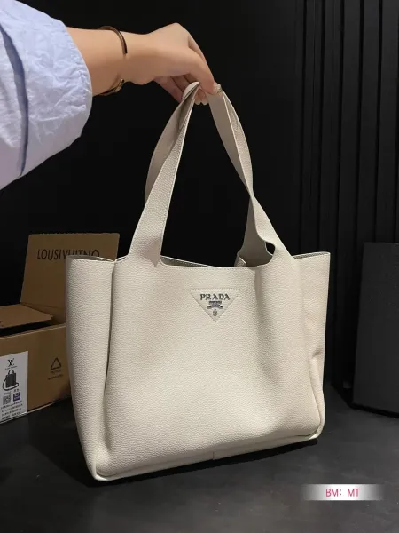 Prada Galleria Saffiano Leather Handbag in Light Gray Handbags - 12