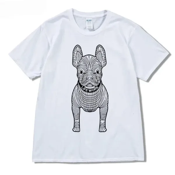 GRA French Bulldog Line Art Burgundy T-Shirt - 4