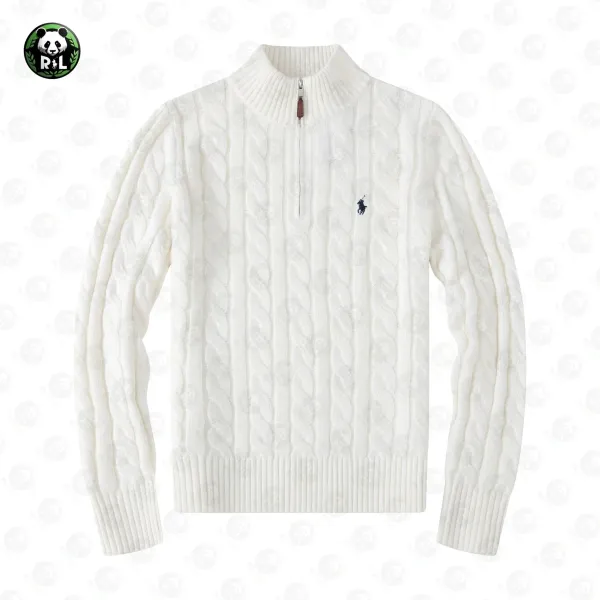 Ralph Lauren Cable Knit Quarter-Zip Sweater Pink - 4