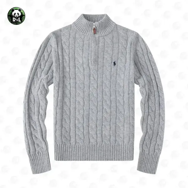 Ralph Lauren Cable Knit Quarter-Zip Sweater Pink - 5