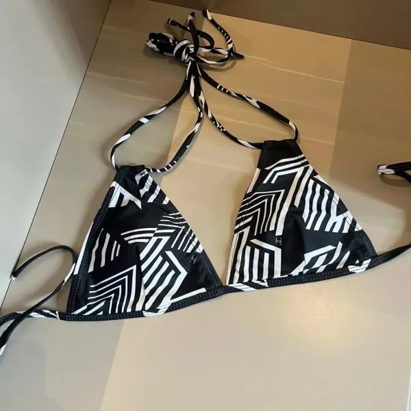 Chanel Ribbed Bralette and Brief Set Black and White Underwear - 4