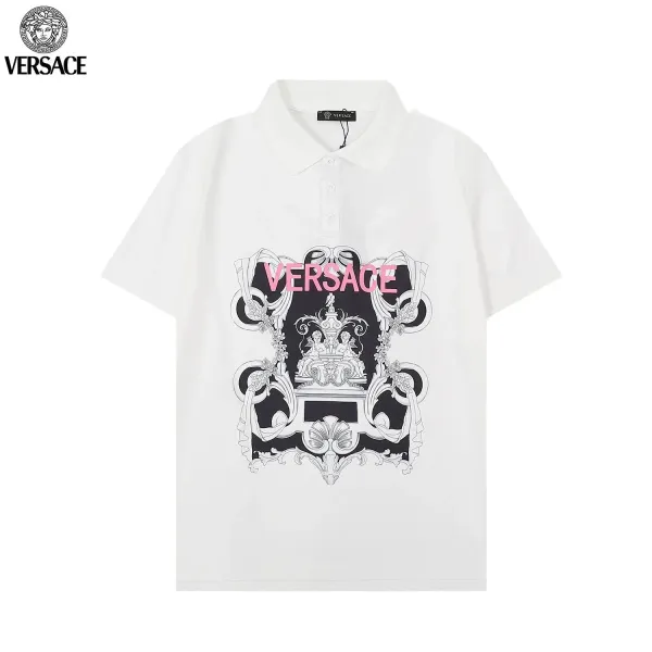 Versace Baroque Logo Print White Polo - 13
