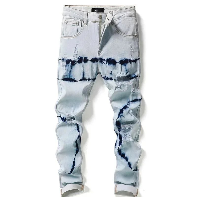 Gallery Dept. Tie-Dye Distressed Light Wash Jeans