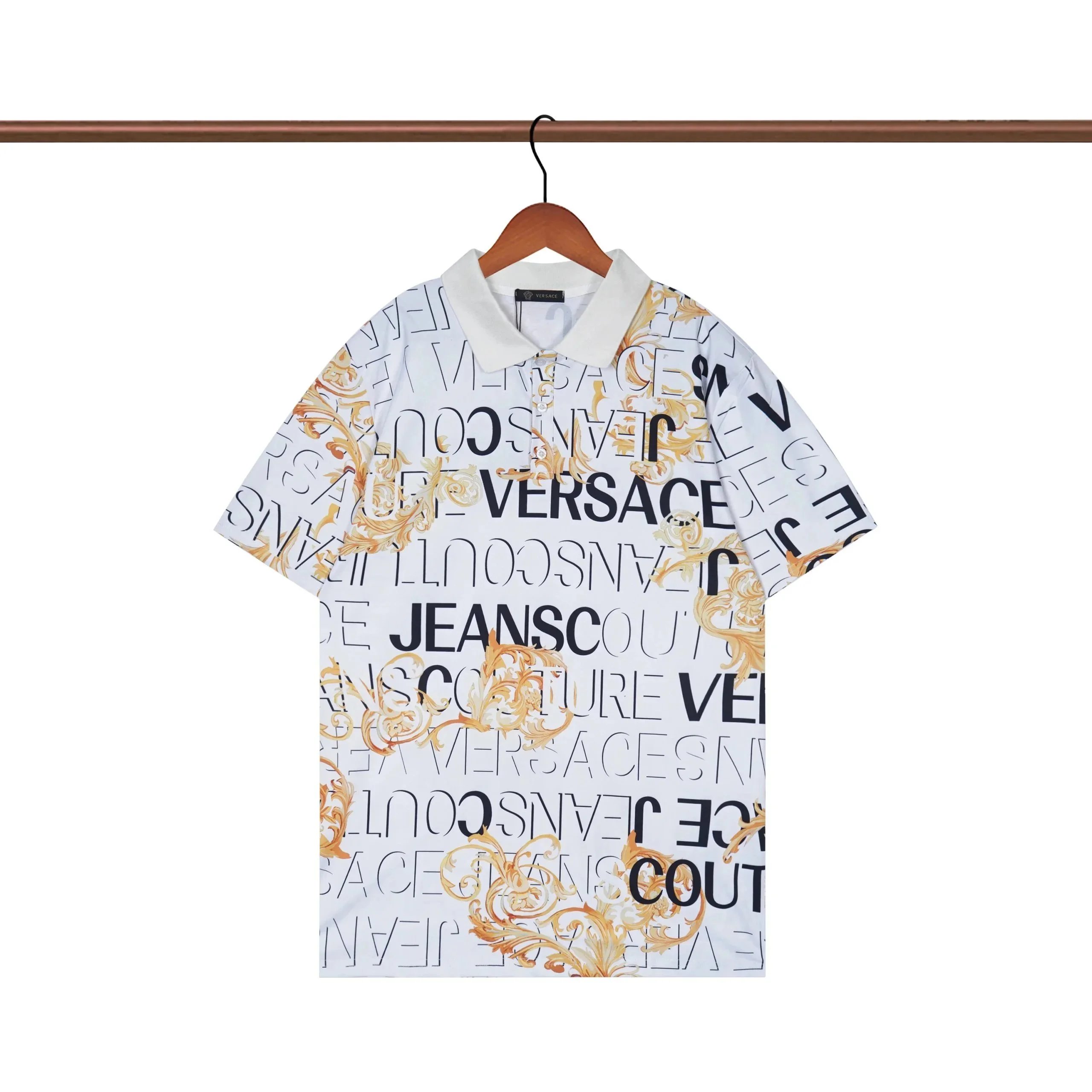 Versace Baroque Logo Print White Polo - 19