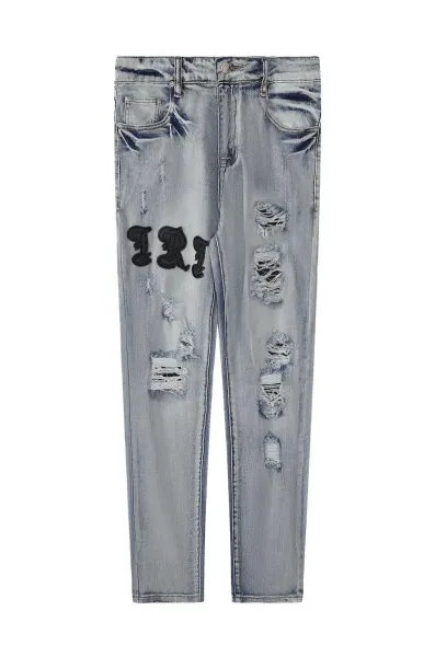 Gallery Dept. Paint-Splatter Distressed Light Wash Jeans - 2