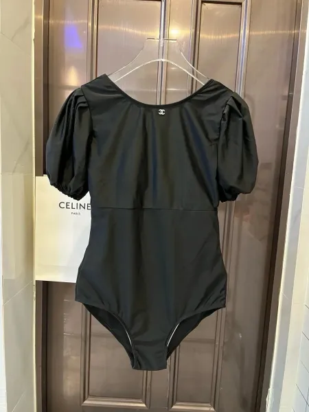 Chanel Ribbed Bralette and Brief Set Black and White Underwear - 22