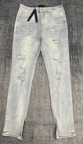 Gallery Dept. Paint-Splatter Distressed Light Wash Jeans - 10