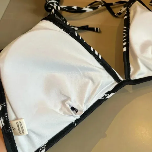Chanel Ribbed Bralette and Brief Set Black and White Underwear - 7