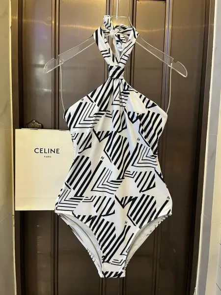 Chanel Ribbed Bralette and Brief Set Black and White Underwear - 23