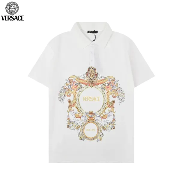Versace Baroque Logo Print White Polo - 11