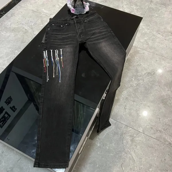 Amiri Distressed Rhinestone-Embellished Black Jeans - 3
