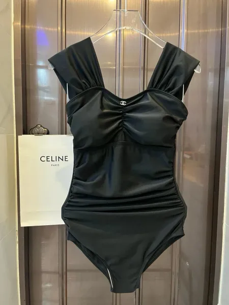 Chanel Ribbed Bralette and Brief Set Black and White Underwear - 18