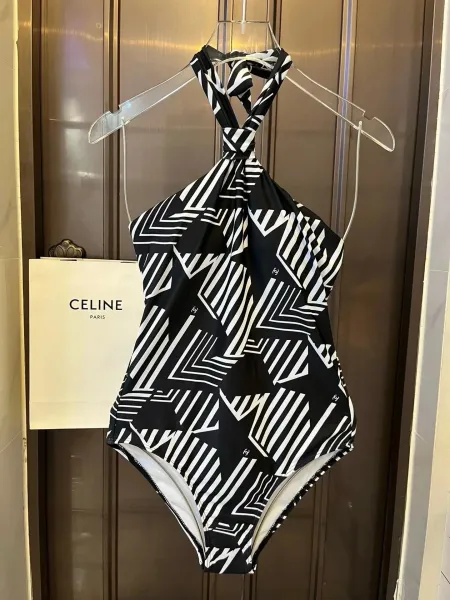 Chanel Ribbed Bralette and Brief Set Black and White Underwear - 24