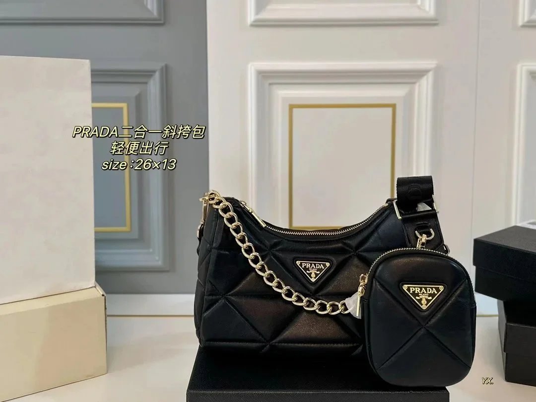 Prada Re-Edition 2005 Quilted White Chain Shoulder Bag with Detachable Pouch - 17